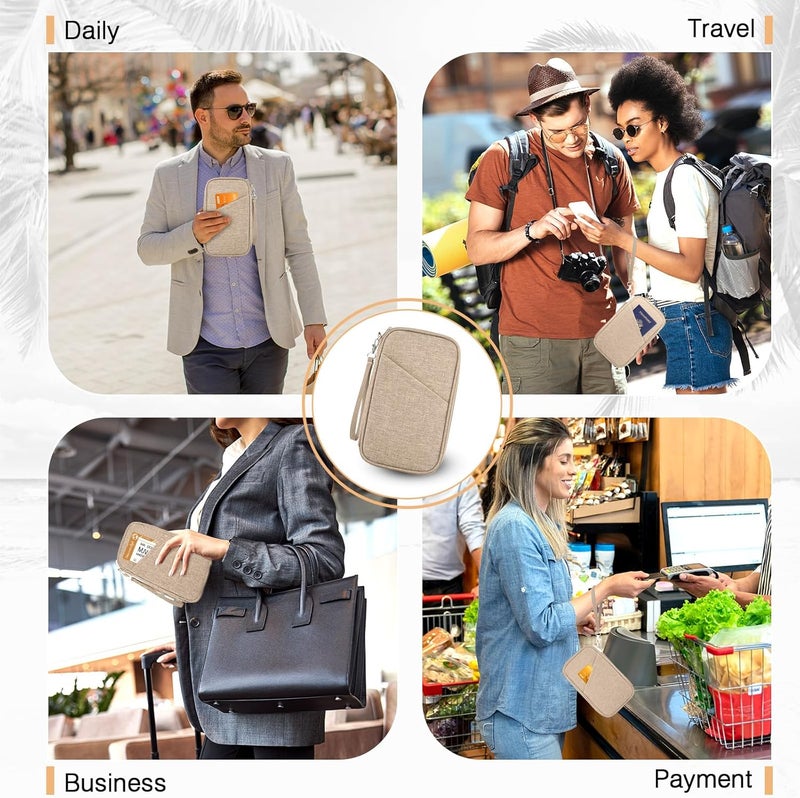 TOPBAG Passport Holder Family, Women Rfid Blocking Passport Wallet, Travel Essentials Premium Wallets, Waterproof Passport Holders Bag for Men Traveling, Travel Document Organizer Credit Cards Case - Image 5